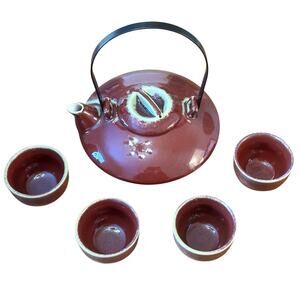 Bombay Unique Asian Inspired Modern Design 5-Piece Teapot and Matching Cups